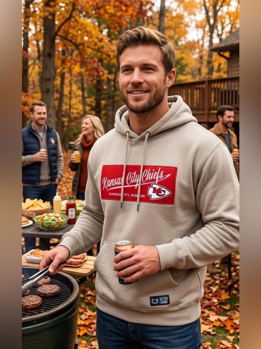 NWT! $85 NFL KC Chiefs Men’s Pullover Hoodie with Red Vintage Logo - LG